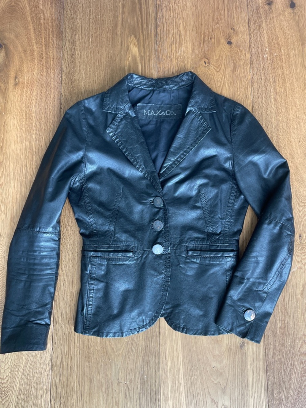 Max & Co Black Leather Tailored Blazer